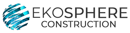 Modernes Logo für Ekosphere Construction: Blau-weißer Globus, Firmenname, Ingenieurwesen-Projekt von ekosphere doo Ulcinj.